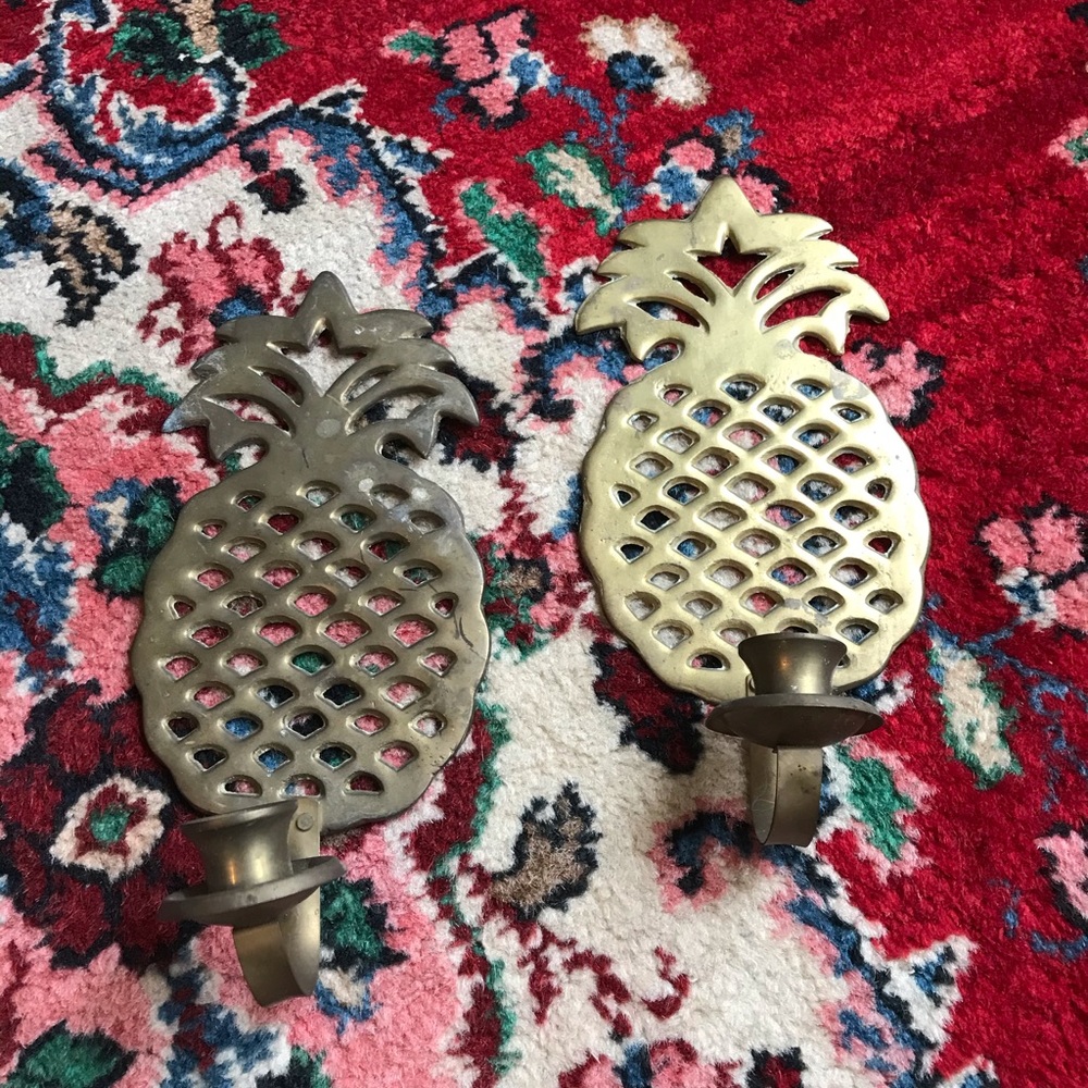 Brass pineapple wall candle sconces